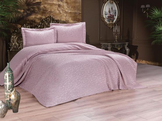 Cordoba Bedspread Set 3pcs, Coverlet 240x250, Pillowcase 50x70, Double Size, Powder