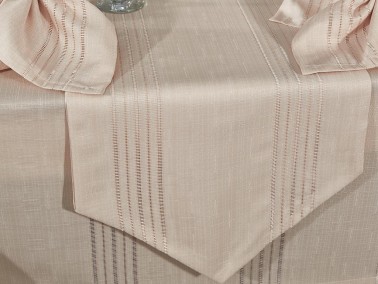 Corvver Dinner/Launch Set 26pcs, Tablecloth 160x220, Runner, Napkins, Rings Beige - Thumbnail