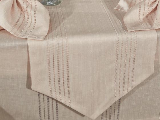 Corvver Dinner/Launch Set 26pcs, Tablecloth 160x220, Runner, Napkins, Rings Beige