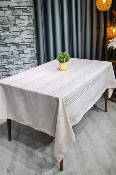 Corvver Table Cloth Rectangle 155x220, %100 Polyester Cappucino