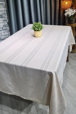 Corvver Table Cloth Rectangle 155x220, %100 Polyester Cappucino - Thumbnail