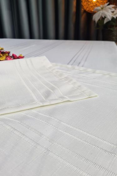 Corvver Table Cloth Rectangle 155x220, %100 Polyester Cream