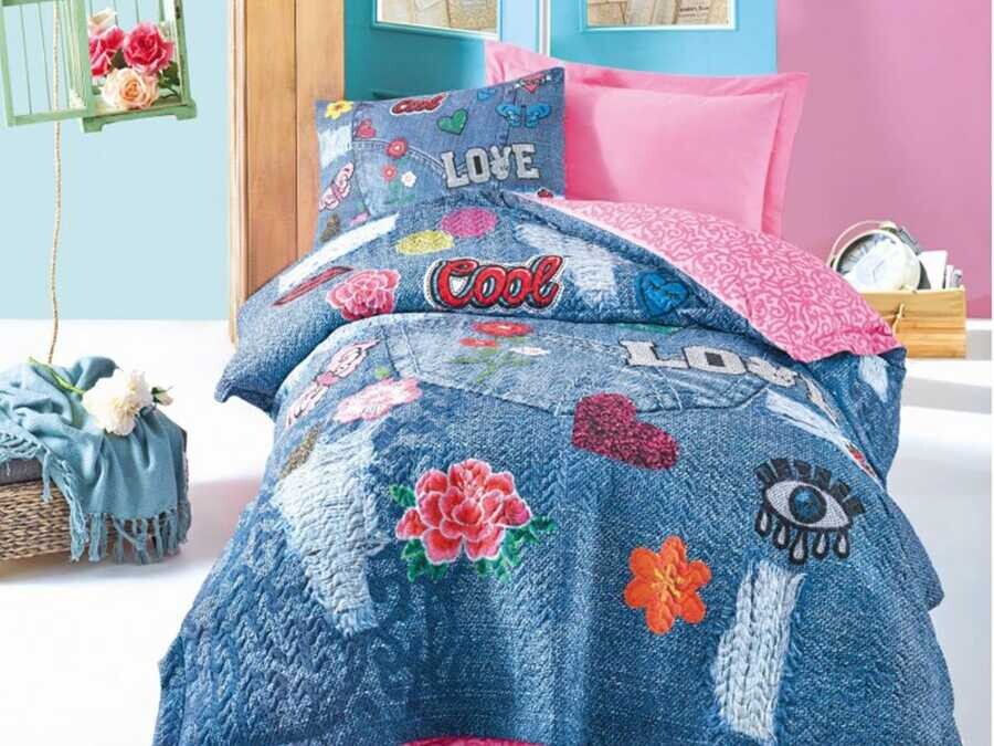 Cotton Box - طقم تلبيسه لحاف مبطن مفرد - زهري Cotton Box Air Kelly 