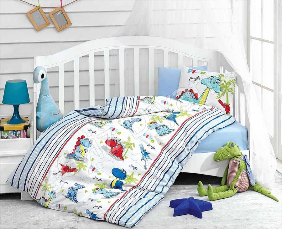 Cotton Box Baby Duvet Cover Set Dino Blue