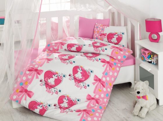 Cotton Box Baby Duvet Cover Set Pony Pink