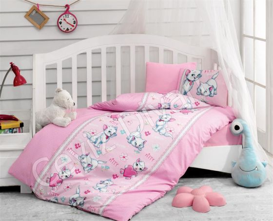 Cotton Box Baby Duvet Cover Set Meow Pink