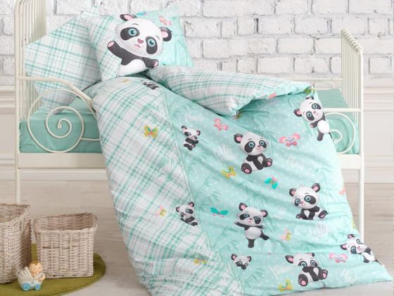 Cotton Box Baby Duvet Cover Set Panda Mint