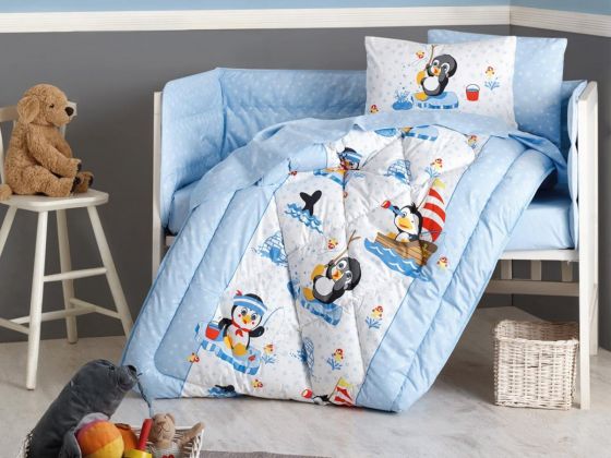 Cotton Box Baby Duvet Cover Set Penguin Blue