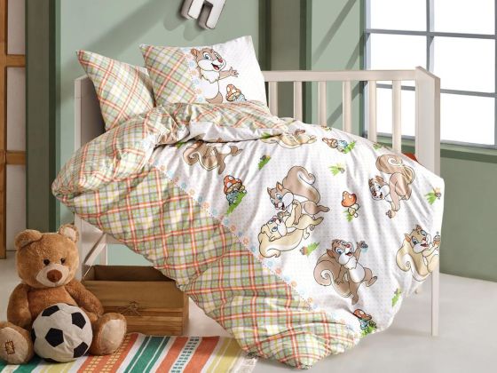 Cotton Box Baby Duvet Cover Set Squirrels Orange