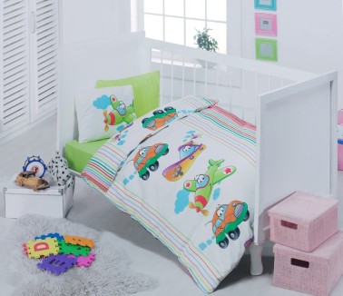 Cotton Box - Cotton Box Baby Duvet Cover Set Vehicle Green Cotton Box - Cotton Box Baby Duvet Cover Set Vehicle Green