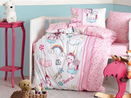 Cotton Box Baby Duvet Cover Set Unicorn Pink