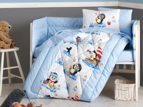 Cotton Box Baby Sleeping Set Cute Penguin Blue