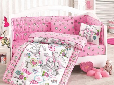 Cotton Box - Cotton Box Bebek Uyku Seti Tavşan Kardeş Pembe