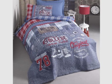 Cotton Box - طقم تلبيسه لحاف مبطن مفرد - أزرق Cotton Box Blue Jeans Cotton Box - طقم تلبيسه لحاف مبطن مفرد - أزرق Cotton Box Blue Jeans