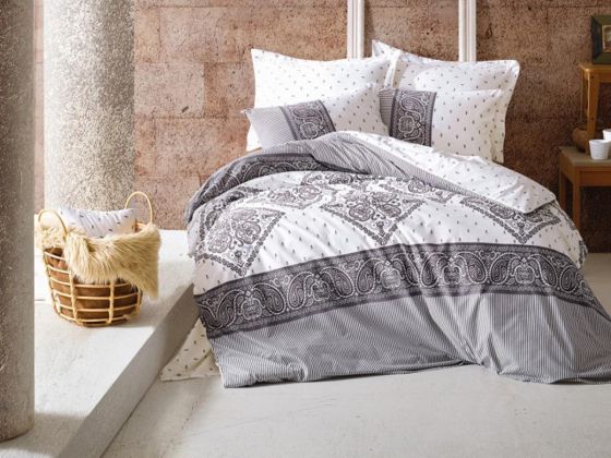 Cotton Box Bohemian Duvet Cover Set Alope Gray Double