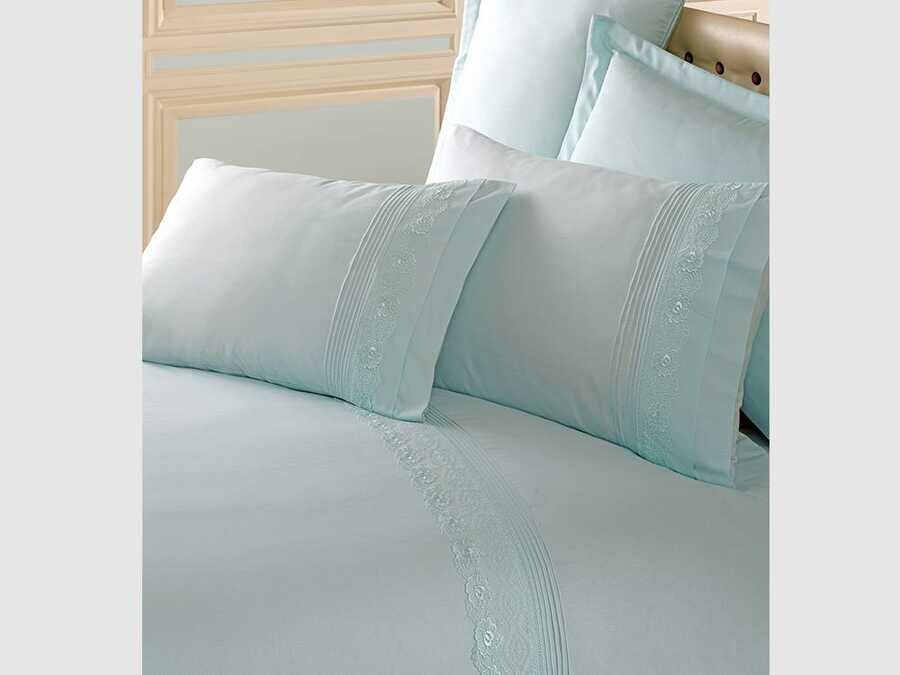 Cotton Box - Cotton Box Brode Ranforce Double Duvet Cover Set Mint Cotton Box - Cotton Box Brode Ranforce Double Duvet Cover Set Mint