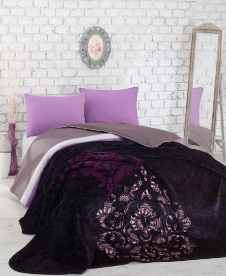 Cotton Box Double Blanket Duvet Cover Set Sultan Plum