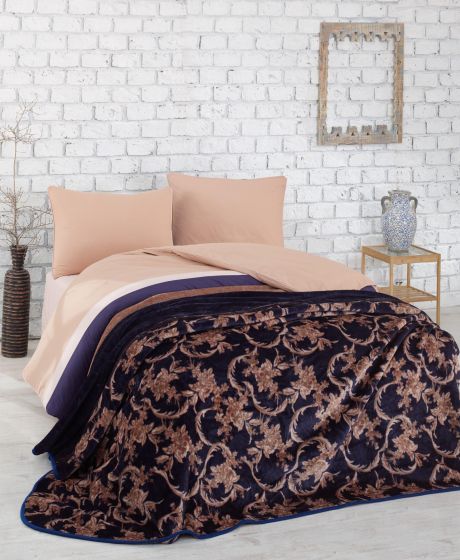 Cotton Box Double Blanket Duvet Cover Set Pera Navy Blue