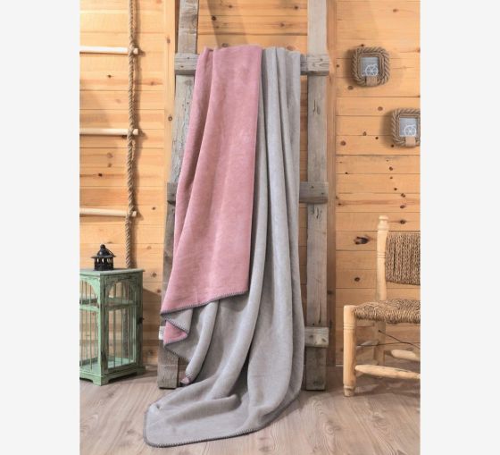 Cotton Box Double Cotton Blanket Dried Rose Gray