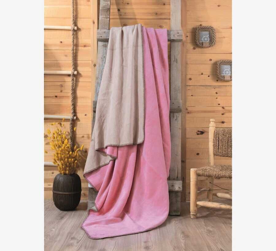 Cotton Box Double Cotton Blanket Pink Beige