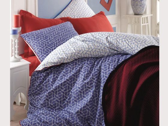 Cotton Box Double Bedspread Set Pave Burgundy