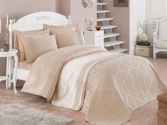 Cotton Box Deluxe Series Double Duvet Cover Set with Bedspread Alize Beige