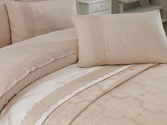 Cotton Box Deluxe Series Double Duvet Cover Set with Bedspread Alize Beige