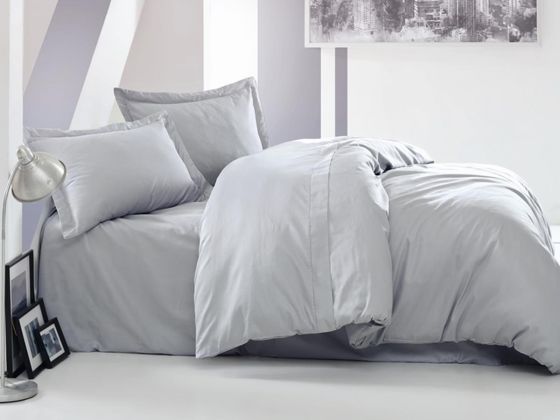 Cotton Box Elegant Satin Duvet Cover Set Gray