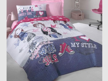 Cotton Box - طقم تلبيسه لحاف مبطن مفرد - فوشيا Cotton Box Fashion Girls Cotton Box - طقم تلبيسه لحاف مبطن مفرد - فوشيا Cotton Box Fashion Girls