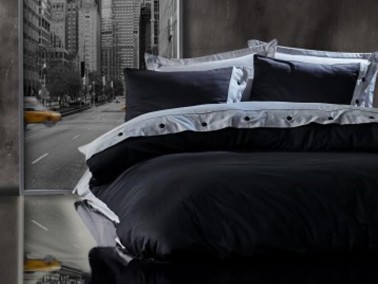 Cotton Box - Cotton Box Fashion Saten Çift Kişilik Nevresim Takımı Gri Siyah Cotton Box - Cotton Box Fashion Saten Çift Kişilik Nevresim Takımı Gri Siyah