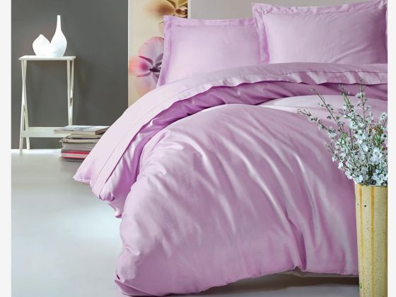 Cotton Box Lilac Cotton Satin Duvet Cover Set Double