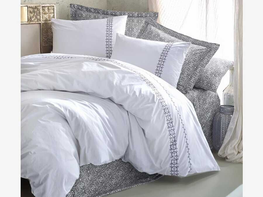 Cotton Box Majestic Double Duvet Cover Set Paola Gray