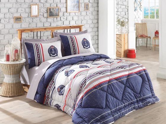 Cotton Box Maritime Arma Ranforce Double Sleeping Set Navy Blue