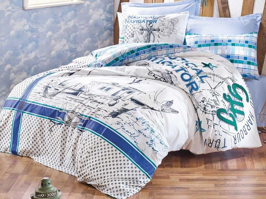 Cotton Box Maritime Duvet Cover Set Vira Green Double