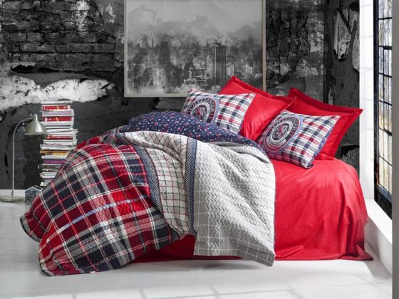 Cotton Box Masculine Double Duvet Cover Set Marco Red