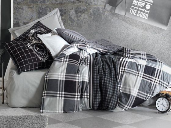 Cotton Box Masculine Double Duvet Cover Set Ramos Anthracite