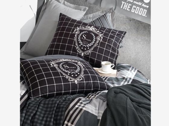 Cotton Box Masculine Double Duvet Cover Set Ramos Anthracite