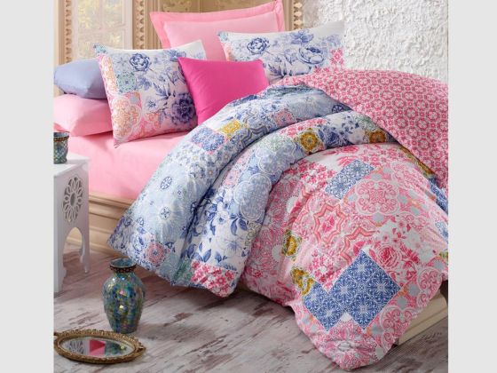 Cotton Box Mosaic Double Duvet Cover Set Pink