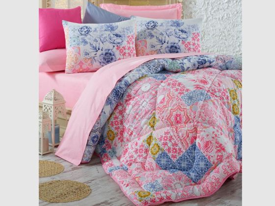 Cotton Box Mosaic Ranforce Double Bedding Set Pink