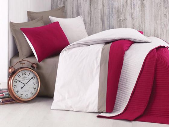 Cotton Box Plain Sports Burgundy Double Bed Linen Ranforce Duvet Cover Set