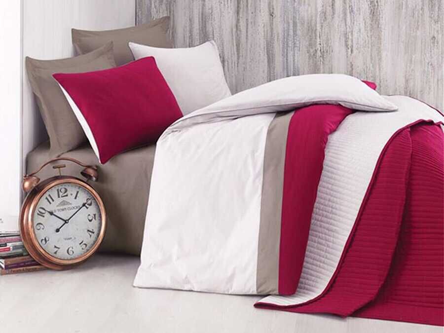 Cotton Box Plain Sports Burgundy Single Bed Cover Ranforce Duvet Cover Set