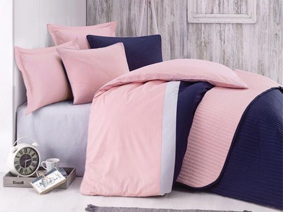 Cotton Box Plain Sports Navy Blue Double Bed Linen Ranforce Duvet Cover Set