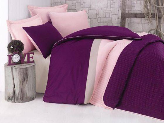 Cotton Box Plain Sports Plum Double Bed Linen Ranforce Duvet Cover Set