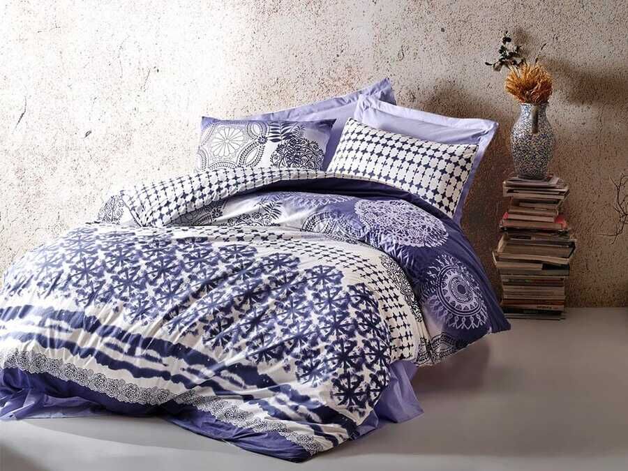 Cotton Box Ranforce Duvet Cover Set Lucca Blue Double