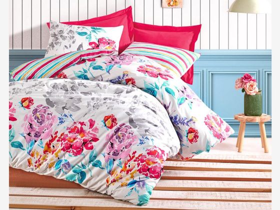 Cotton Box Ranforce Duvet Cover Set Marita Fuchsia Single