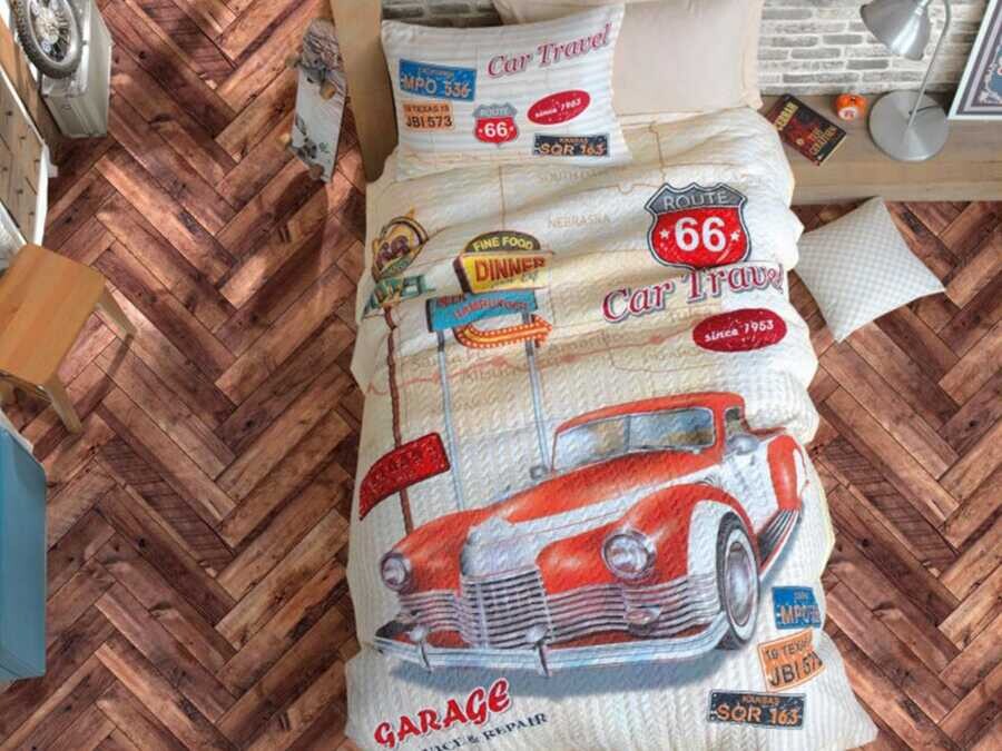 Cotton Box - طقم تلبيسه لحاف مبطن مفرد - بيج Cotton Box Route