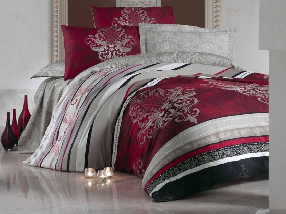 Cotton Box Royal Satin Duvet Cover Set Azra Burgundy