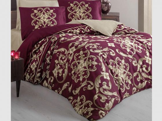 Cotton Box Royal Satin Duvet Cover Set Taylor Burgundy