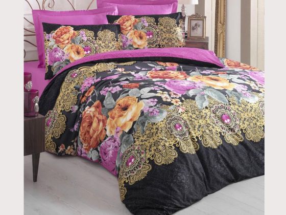 Cotton Box Satin Duvet Cover Set Karmen Fuchsia Double