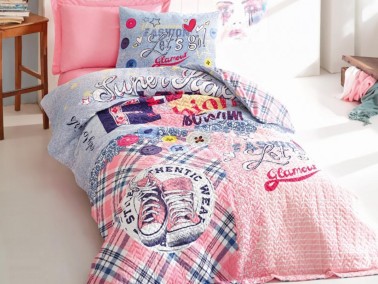 Cotton Box - طقم تلبيسه لحاف مبطن مفرد - زهري Cotton Box Superstar  Cotton Box - طقم تلبيسه لحاف مبطن مفرد - زهري Cotton Box Superstar